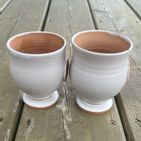 Set of 2 Michael Stanley PEI Prince Edward Island Red Clay Pottery Wine Goblets - Picture 9 of 14